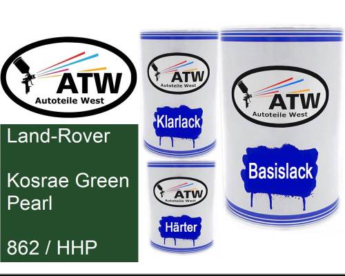 Land-Rover, Kosrae Green Pearl, 862 / HHP: 500ml Lackdose + 500ml Klarlack + 250ml Härter - Set, von ATW Autoteile West.